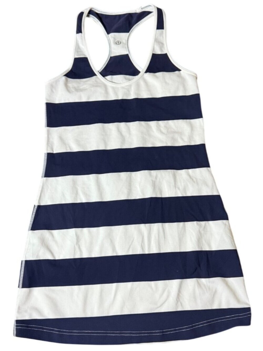 Lululemon Cool Racerback Extra Long Navy White Striped Tank Women Size 4 W1A21S - Picture 9 of 16